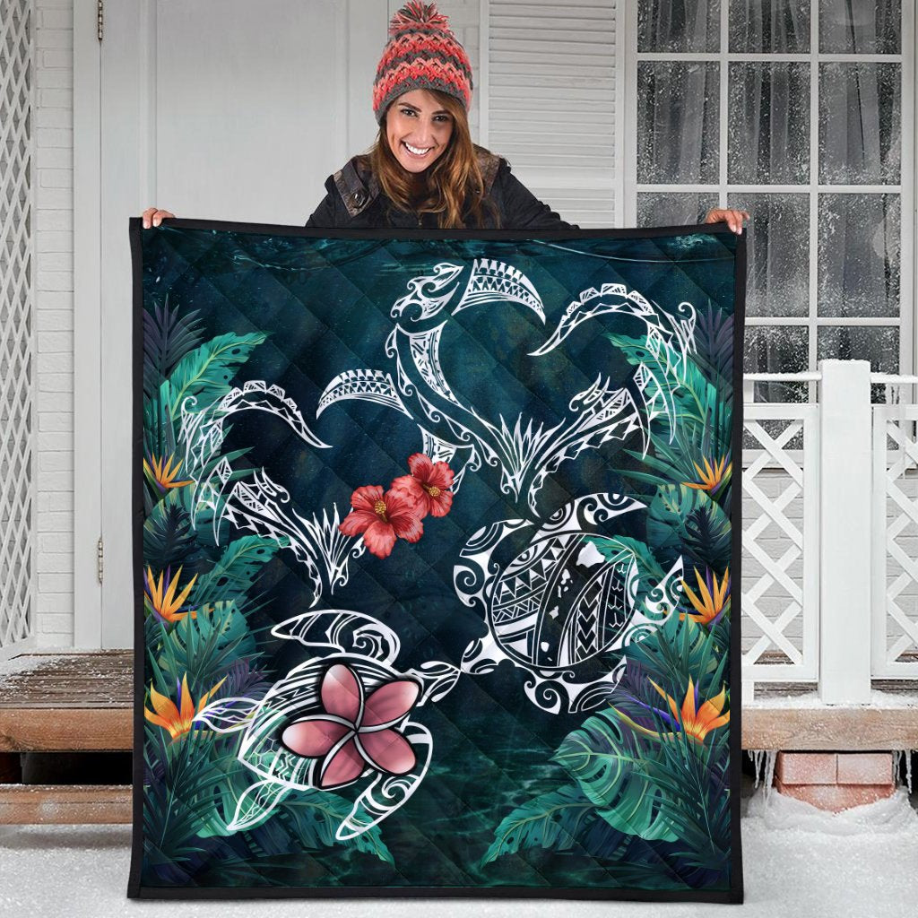 Hawaii Turtle Tropical Premium Quilt - Heart Polynesian - AH - Polynesian Pride