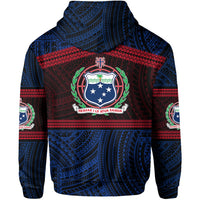 Samoa Rugby Polynesian Patterns Zip Hoodie Blue - Polynesian Pride