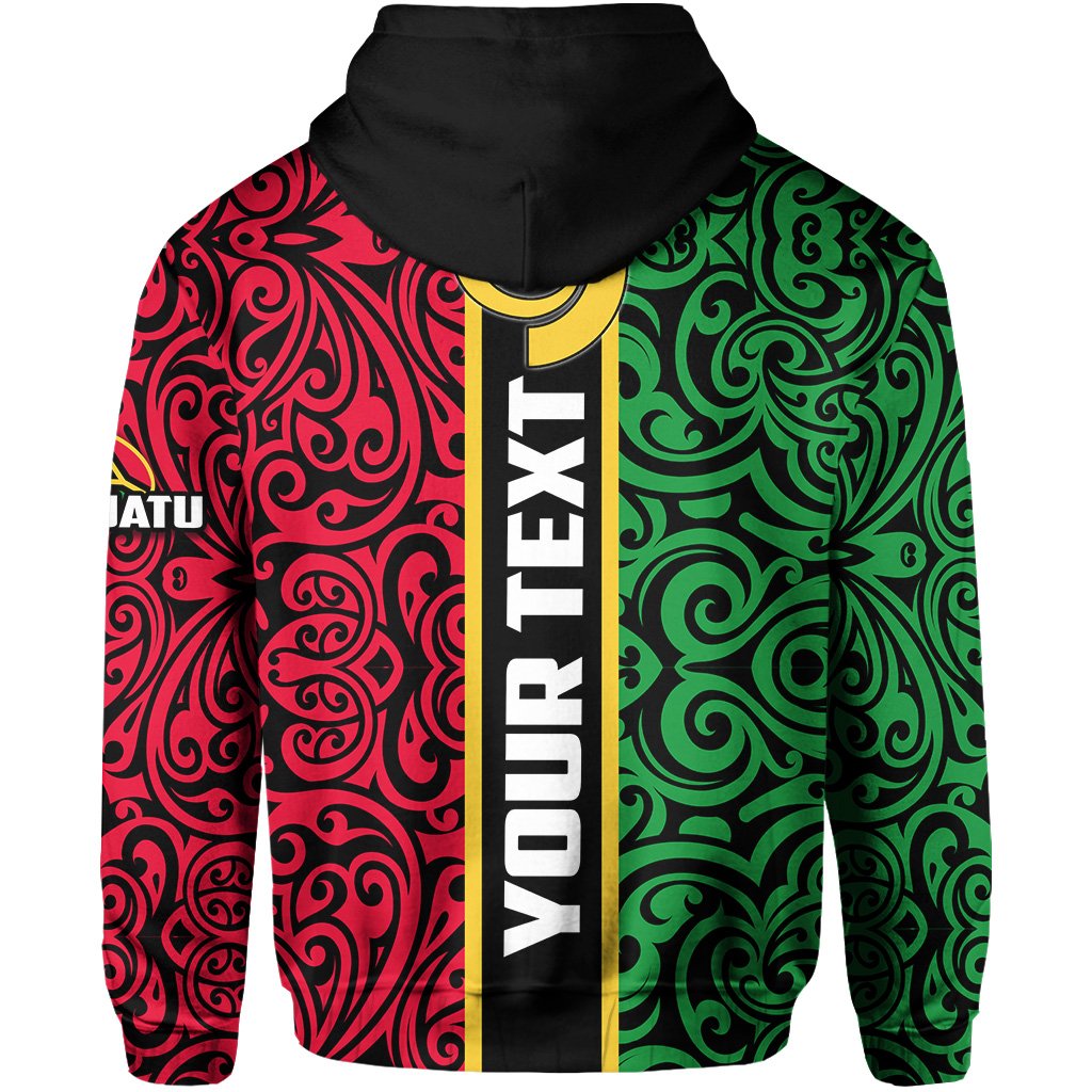 Custom Vanuatu Rugby Zip Hoodie Polynesian Flag Style - Polynesian Pride