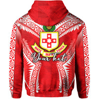Custom Kolisi Tonga Zip Hoodie Red Style LT6 - Polynesian Pride