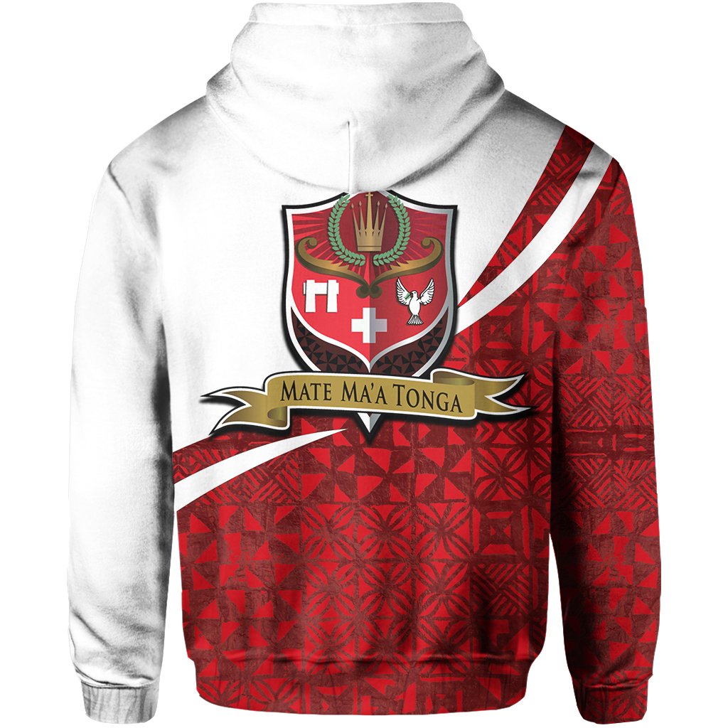 Mate Maa Tonga Rugby Zip Hoodie Polynesian Native Tapa - Polynesian Pride