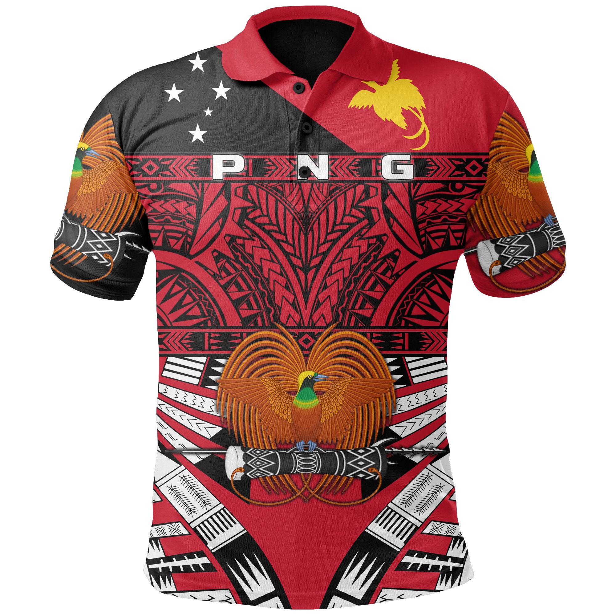 Kumuls Papua New Guinea Polo Shirt Rugby Unisex Red - Polynesian Pride