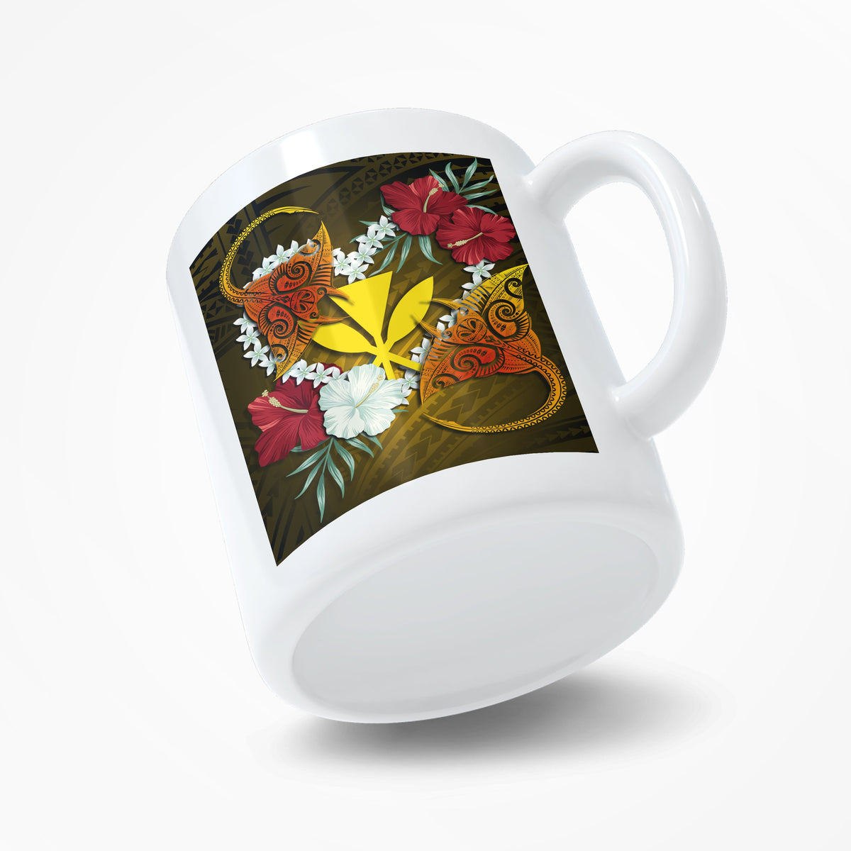 Kanaka Manta Ray Plumeria Heart Polynesian Mug - Sea Flower - AH - Polynesian Pride