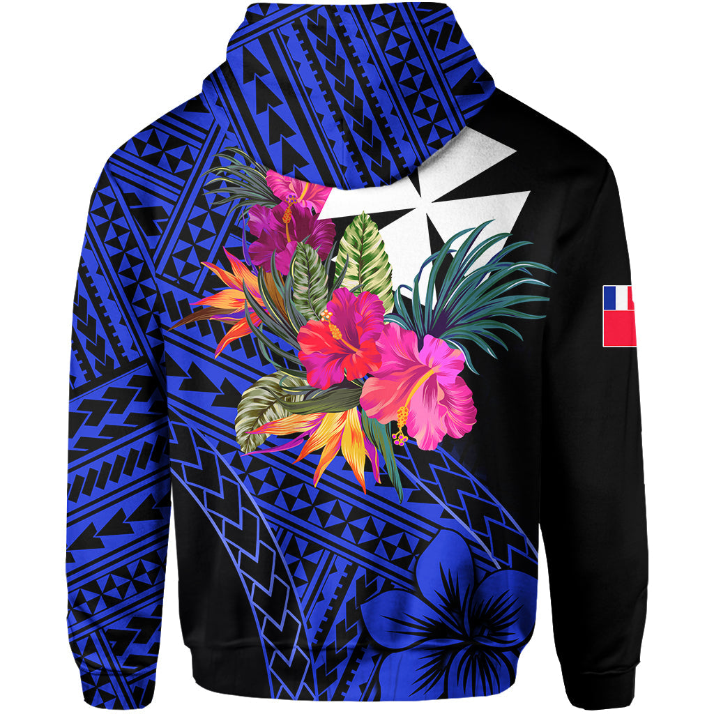 Wallis and Futuna Hoodie Hibiscus Blue No.1 Color LT6 - Polynesian Pride