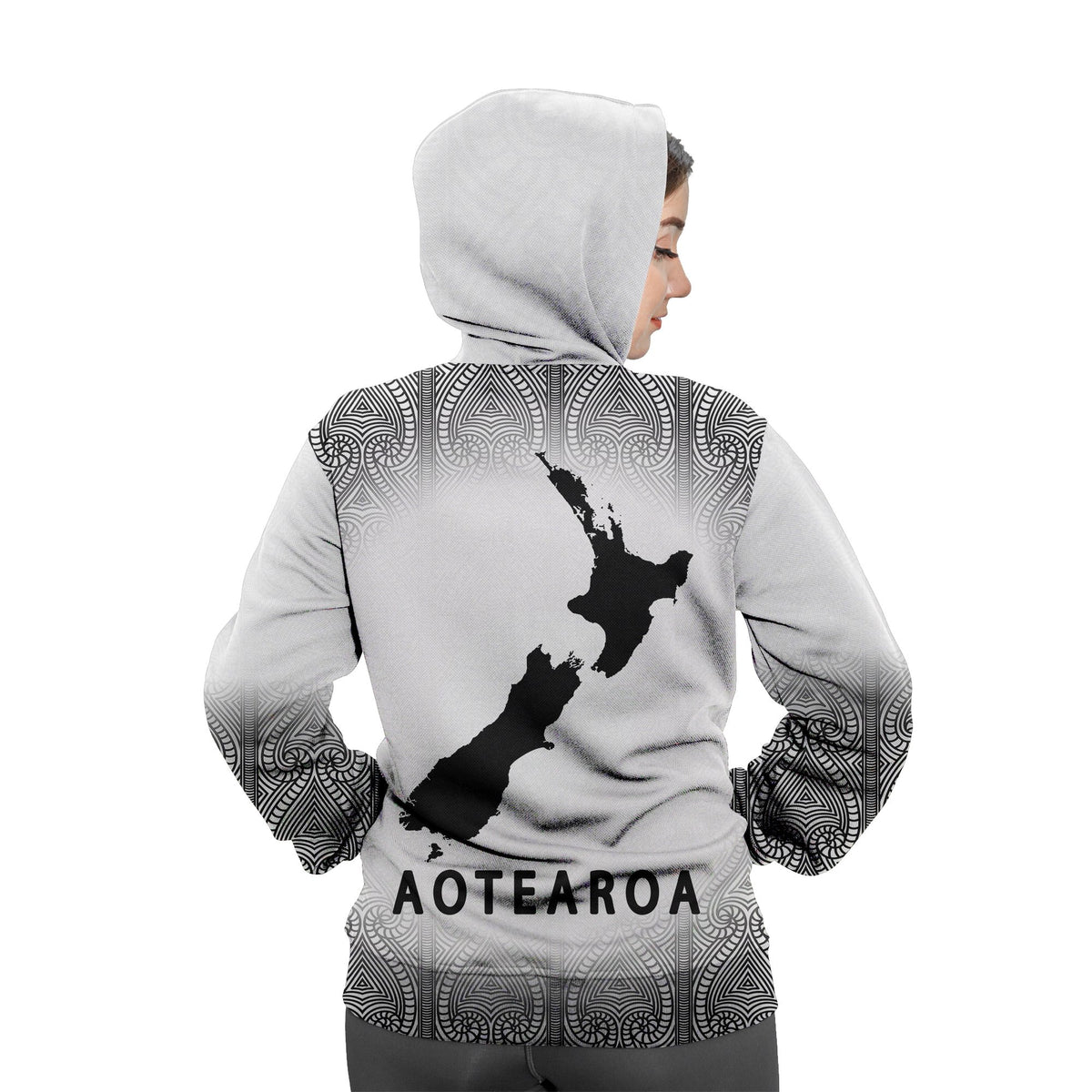 Aotearoa Maori Hoodie Silver Fern Map - Polynesian Pride