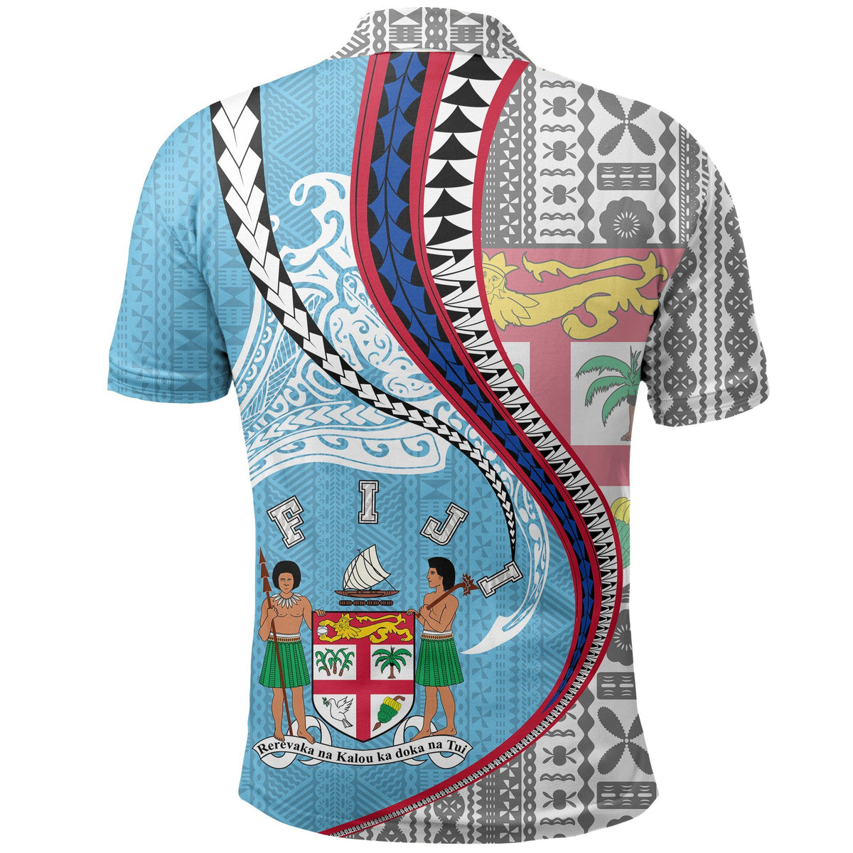 Fiji Polo Shirt Viti Flag Coat Of Arms Kanaloa Tatau Gen FJ - Polynesian Pride