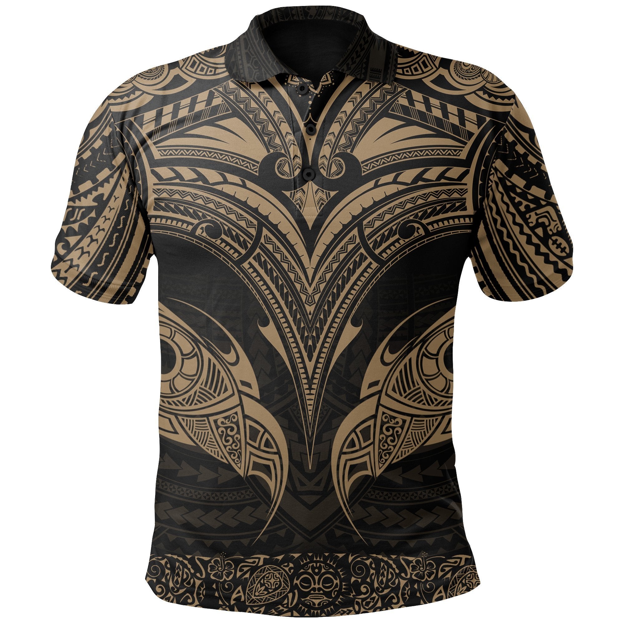 New Zealand Polo Shirt The Mana Maori (Gold) Unisex Black - Polynesian Pride