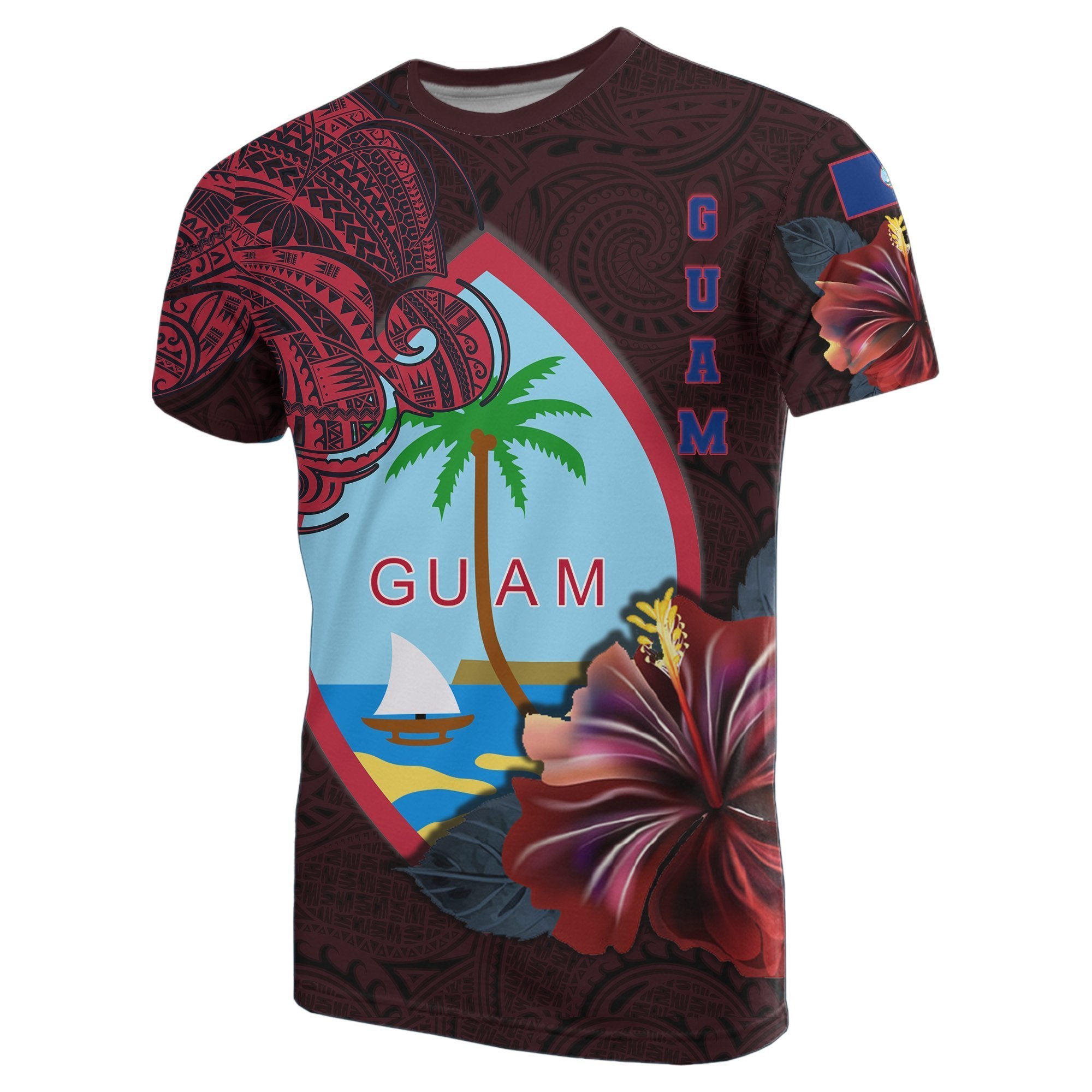 Guam T Shirt Guam Hibiscus Polynesian Unisex Art - Polynesian Pride