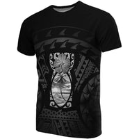 Guam T Shirt Guam Coat of Arms Polynesian Tattoo (Gray) Unisex Gray - Polynesian Pride