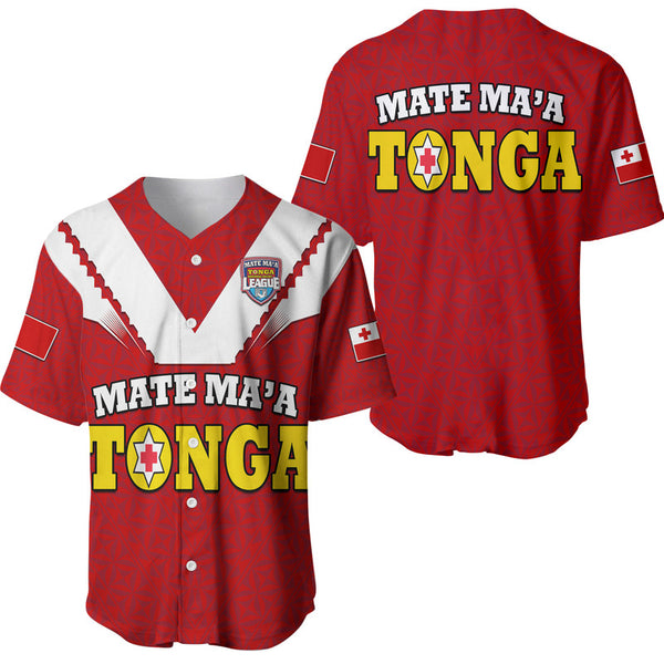 Mate Ma'a Tonga Rugby Baseball Jersey Tongan Kupesi Red Style LT9