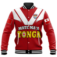 (Custom Personalised) Mate Ma'a Tonga Rugby Baseball Jacket Tongan Kupesi Red Style LT9 - Polynesian Pride