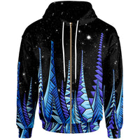 Polynesian Zip Hoodie Forest Galaxy Sky Unisex Black - Polynesian Pride