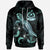 Vanuatu Polynesian Hoodie Turtle With Blooming Hibiscus Turquoise Unisex Turquoise - Polynesian Pride