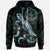 Palau Polynesian Hoodie Turtle With Blooming Hibiscus Turquoise Unisex Turquoise - Polynesian Pride