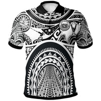 Polynesian Hawaii Polo Coat Of Arm Hawaii and Maui Tattoo Unisex White - Polynesian Pride