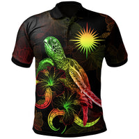 Marshall Islands Polynesian Polo Shirt Turtle With Blooming Hibiscus Reggae Unisex Reggae - Polynesian Pride
