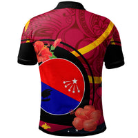 Papua New Guinea Polo Shirt Central Province Flag of PNG with Hibicus and Polynesian Culture Polo Shirt - Polynesian Pride