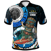 Northern Mariana Islands Polo Shirt CNMI Polynesian Culture with Tiki Surf Style LT10 Black - Polynesian Pride