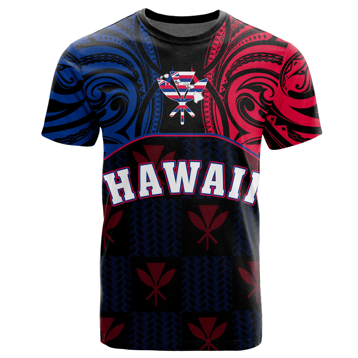 Hawaiian Kanaka T Shirt Flag Nation Black Demodern - Polynesian Pride