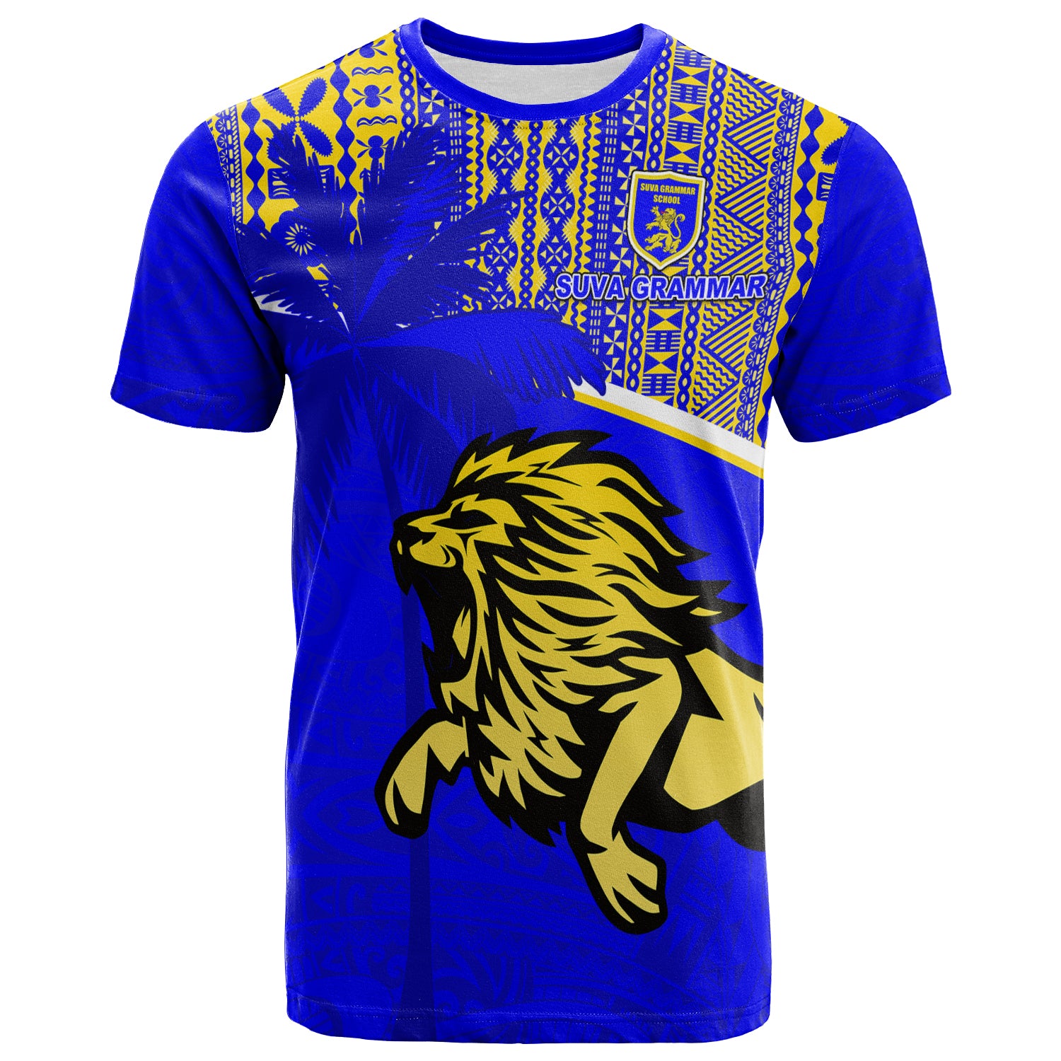 Suva Grammar School T Shirt Spirit Lion LT13 Unisex Blue - Polynesian Pride