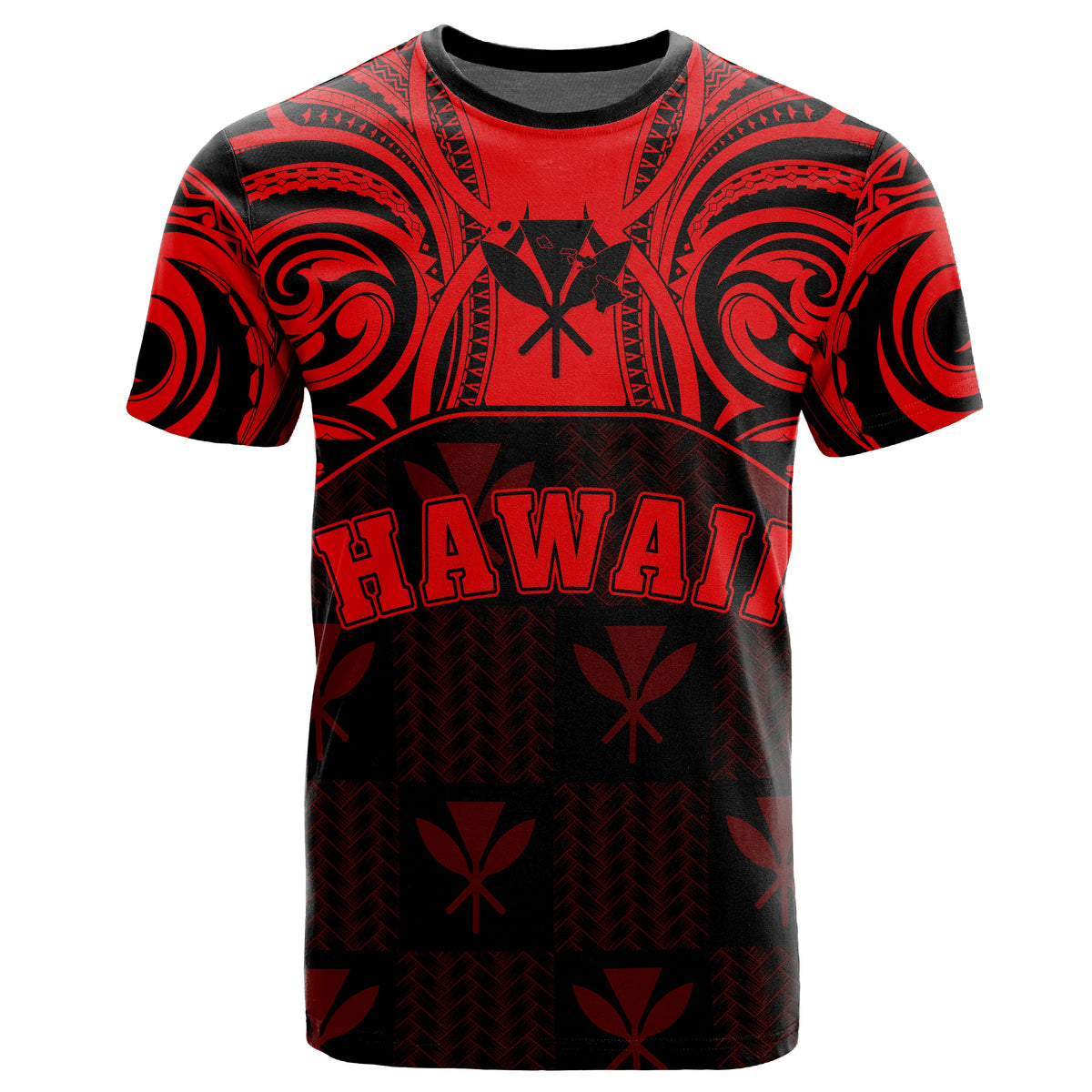 Hawaiian Kanaka T Shirt Demodern Red - Polynesian Pride
