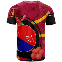 Papua New Guinea T Shirt Central Province Flag of PNG with Hibicus and Polynesian Culture T Shirt - Polynesian Pride