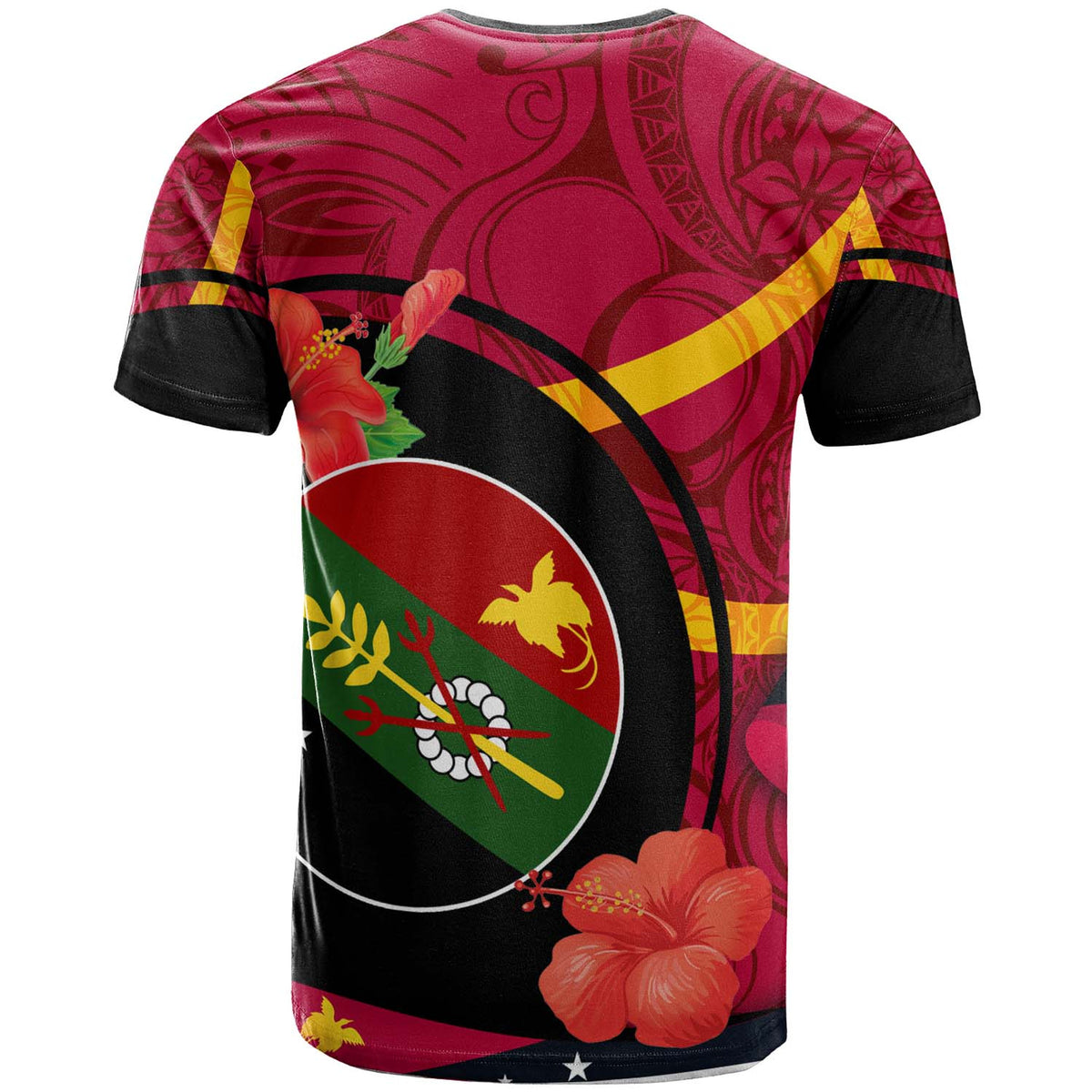 Papua New Guinea T Shirt Chimbu Flag of PNG with Hibicus and Polynesian Culture T Shirt - Polynesian Pride