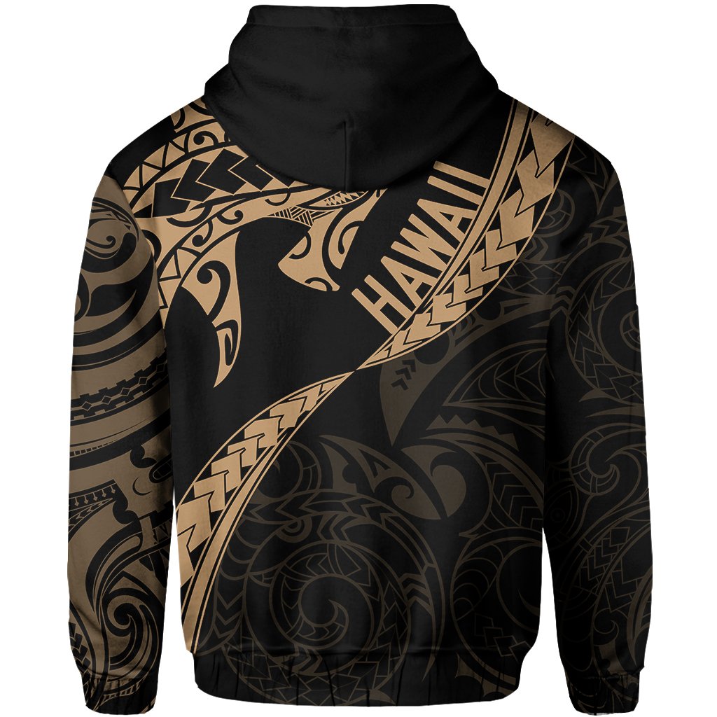 Hawaiian Kanaka Hoodie (Zipper) Mano Kihikihi Gold - Polynesian Pride