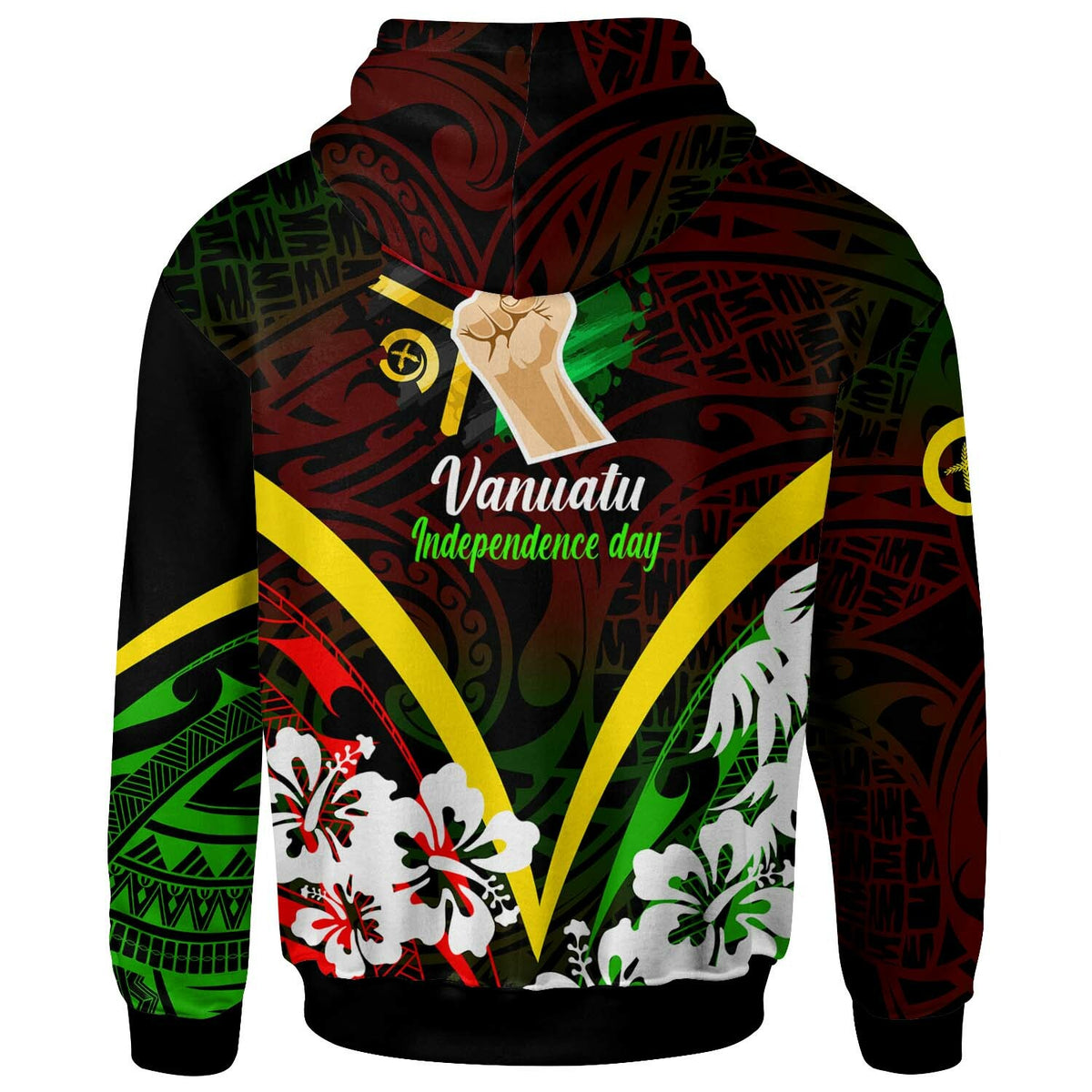 Vanuatu Hoodie Vanuatu Independence Day Annivesary with Plumerian and Polynesian Patterns Hoodie LT10 - Polynesian Pride