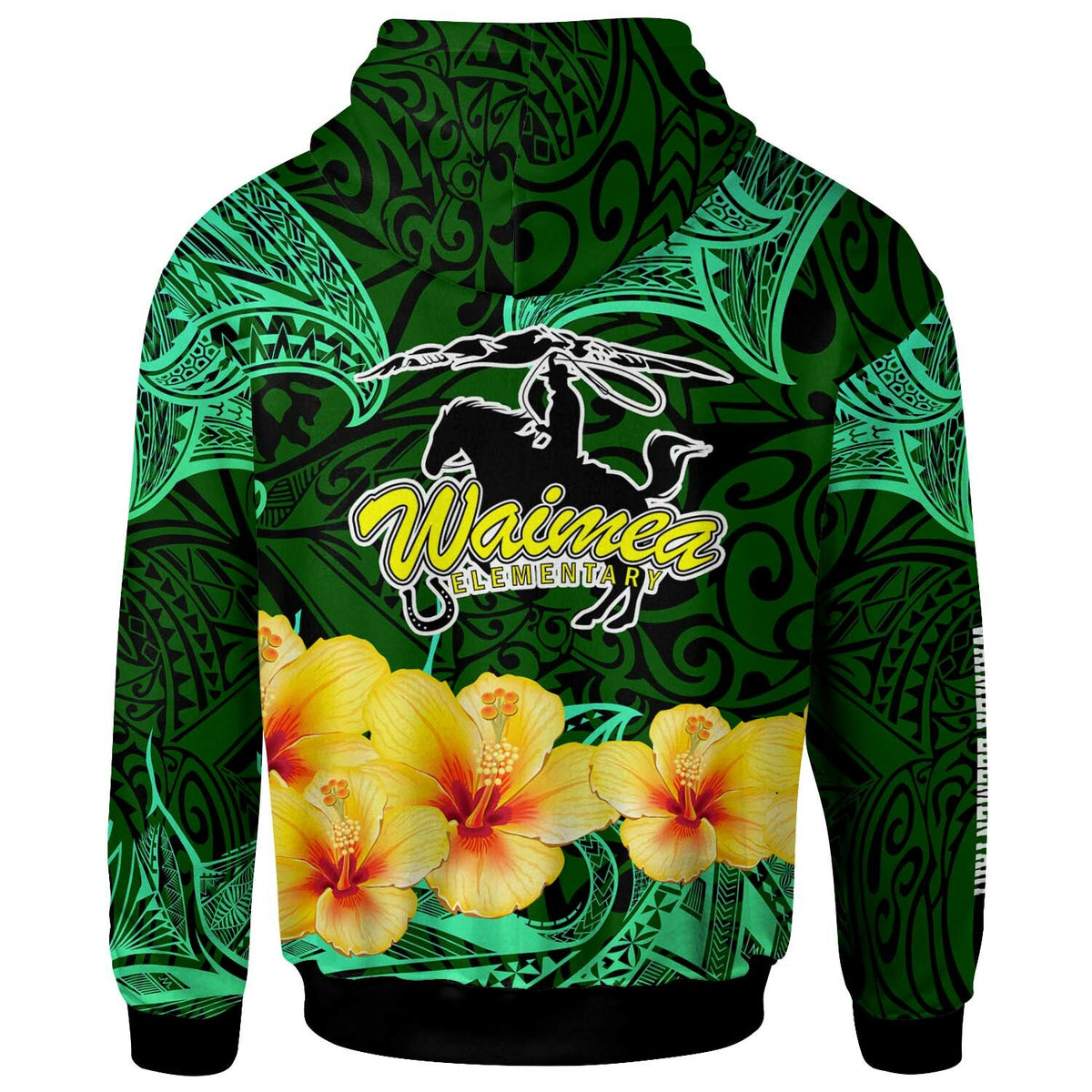Hawaii Polynesian Hoodie Waimea Elementary School with Polynesian Patterns and Hibicus Flower LT10 - Polynesian Pride