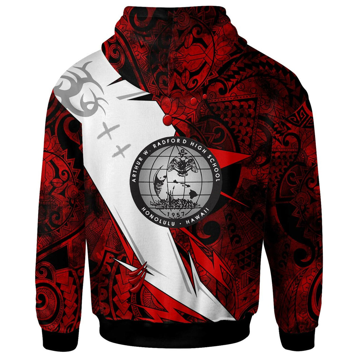 Hawaii Polynesian Hoodie Admiral Arthur W. Radford High School Tribal Pattern LT10 - Polynesian Pride
