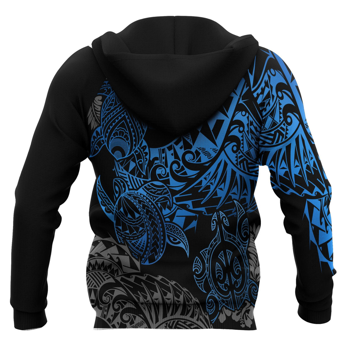 Tonga Polynesian Zip up Hoodie Blue Turtle Flowing - Polynesian Pride