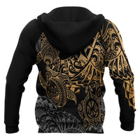 Guam Polynesian Zip up Hoodie Gold Turtle Flowing - Polynesian Pride