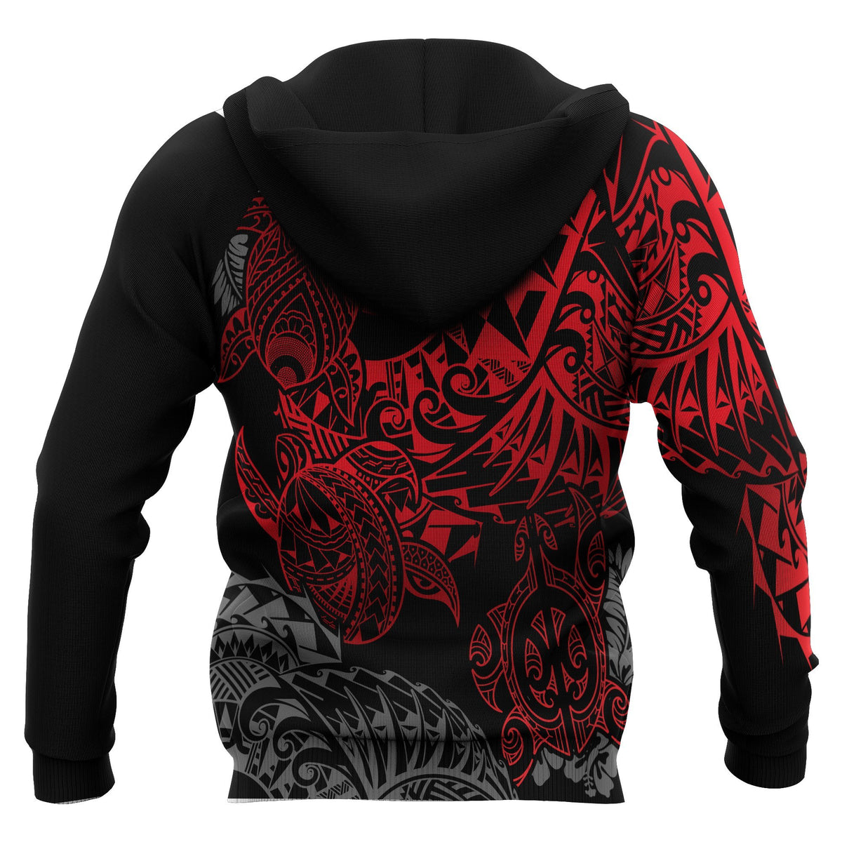 Samoa Polynesian Hoodie Red Turtle Flowing - Polynesian Pride