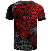 Guam Polynesian T Shirt Guam Coat of Arms Red Turtle Flowing - Polynesian Pride