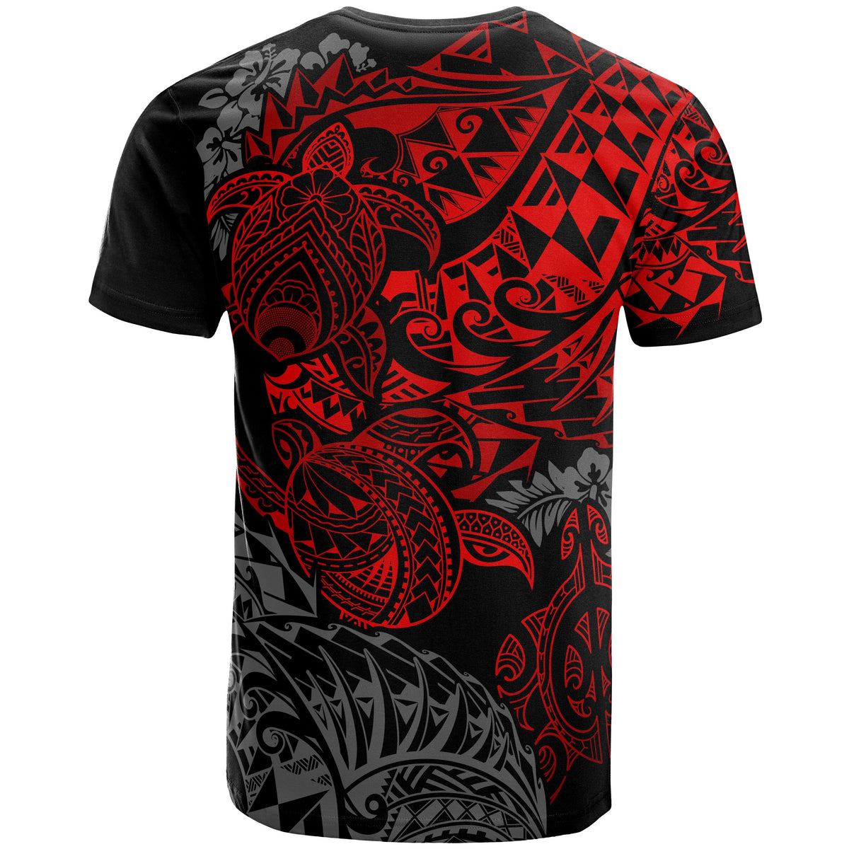 Tonga Polynesian T Shirt Tonga Coat of Arms Red Turtle Flowing - Polynesian Pride