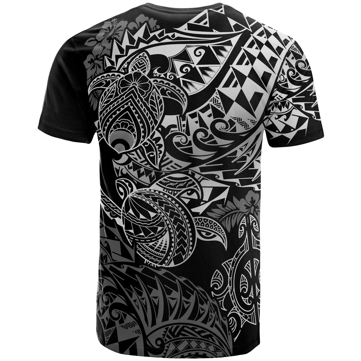 Guam Polynesian T Shirt Guam Coat of Arms White Turtle Flowing - Polynesian Pride