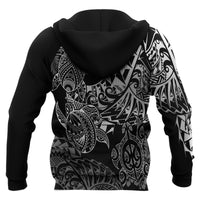 Samoa Polynesian Zip up Hoodie White Turtle Flowing - Polynesian Pride