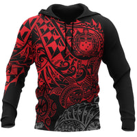 Samoa Polynesian Hoodie Red Turtle Flowing Unisex Red - Polynesian Pride