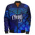 Chuuk Polynesian Sleeve Zip Bomber Jacket - Lauhala Coat Of Arms Unisex Blue - Polynesian Pride