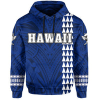 Polynesian Islands Warrior Kakau Hawaii Hoodie Blue - Polynesian Pride