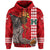 Polynesian Warrior Helmet Football Kanaka Kakau Hawaii Zip Hoodie Red - Polynesian Pride