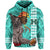 Polynesian Warrior Helmet Football Kanaka Kakau Hawaii Hoodie Turquoise - Polynesian Pride