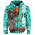 Polynesian Warrior Helmet Football Kanaka Kakau Hawaii Zip Hoodie Turquoise - Polynesian Pride