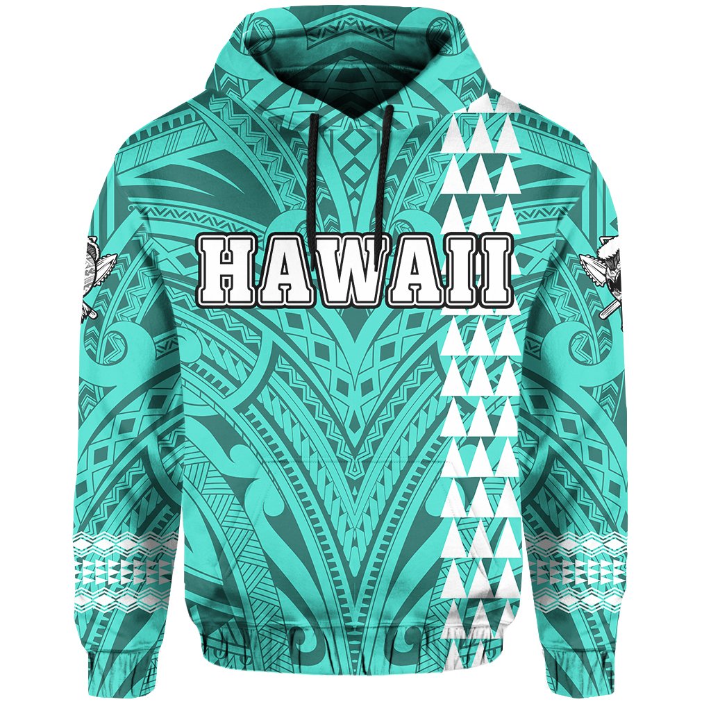 Polynesian Islands Warrior Kakau Hawaii Hoodie Turquoise - Polynesian Pride