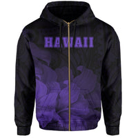 Tropic Hibiscus Seal of Hawaii Zip Hoodie Violet - Polynesian Pride