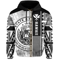 Polynesian Seal of Hawaii Zip Hoodie White NRP Style - Polynesian Pride