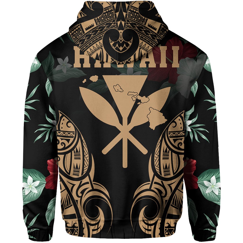 Polynesian Tropic Kanaka Maoli Hibiscus Hawaii Zip Hoodie Gold - Polynesian Pride