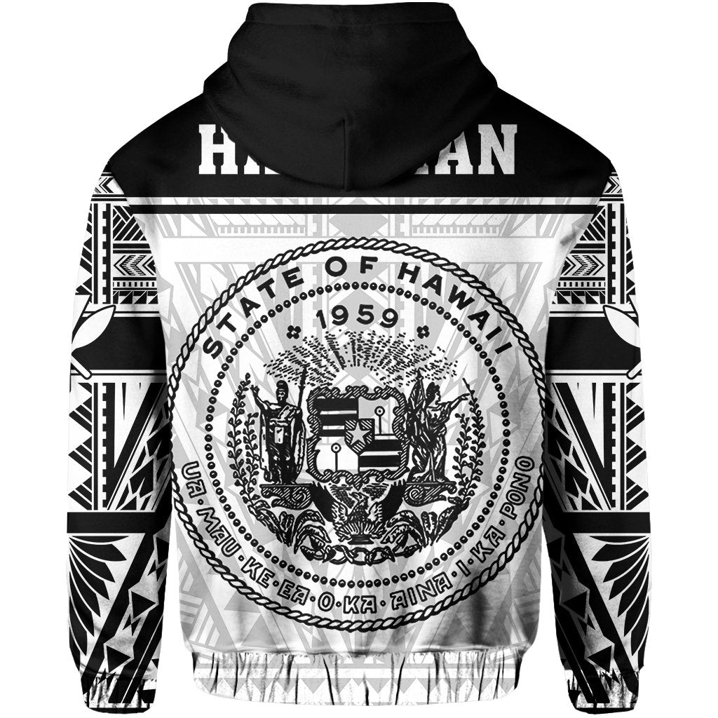 Polynesian Seal of Hawaii Hoodie White NRP Style - Polynesian Pride