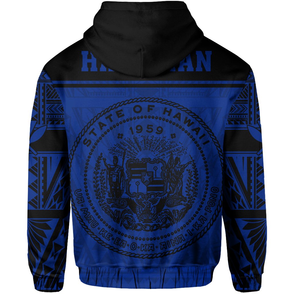 Polynesian Seal of Hawaii Hoodie Blue NRP Style - Polynesian Pride